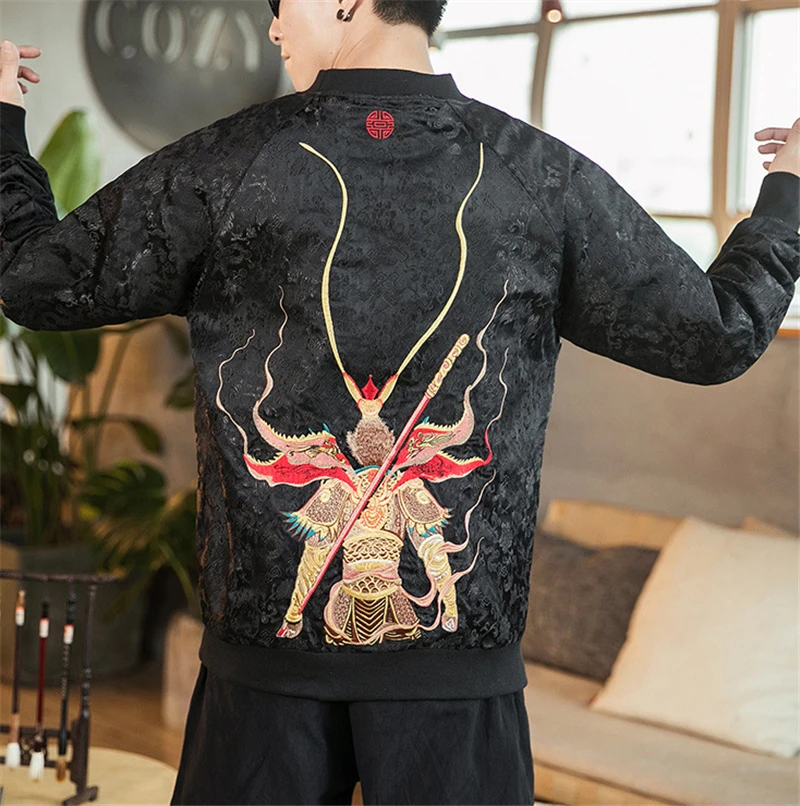 Аниме Crewneck Толстовка мужская вышивка в китайском стиле хлопковая толстовка