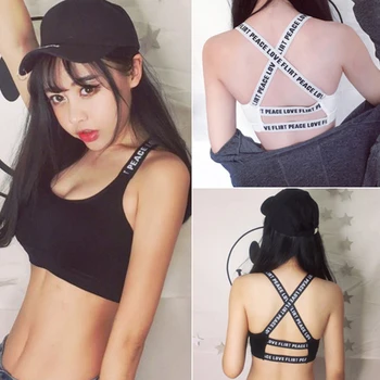 

Women Fashion Sexy Cross bandage Padded Stretch Pad Bra Crop Fitness Running Sports Bra Tank top Apparel Clothing 2018