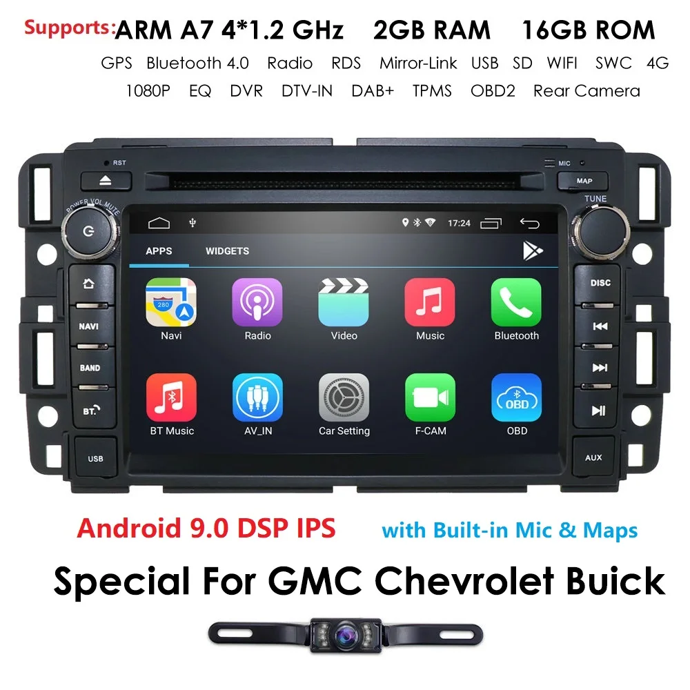 2G ram Android 9,0 автомобильный dvd-плеер для GMC Yukon Denali Acadia Savana, Sierra Chevrolet Express Traverse Equinox с 4G Wifi DVR