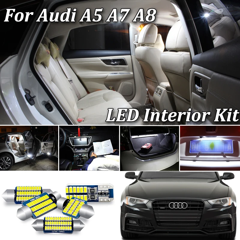 Full LED Interior Kit Bright Light White Error Free Bulb For Audi A5 S5 8T 8F B8