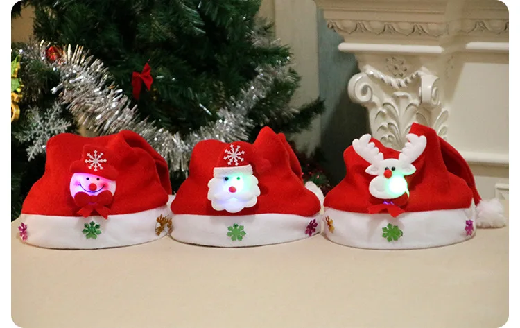 3 шт Смешанные рождественские шляпы для взрослых детей красочные рождественские шапки высокого класса рождественские шляпы с светильник вечерние принадлежности