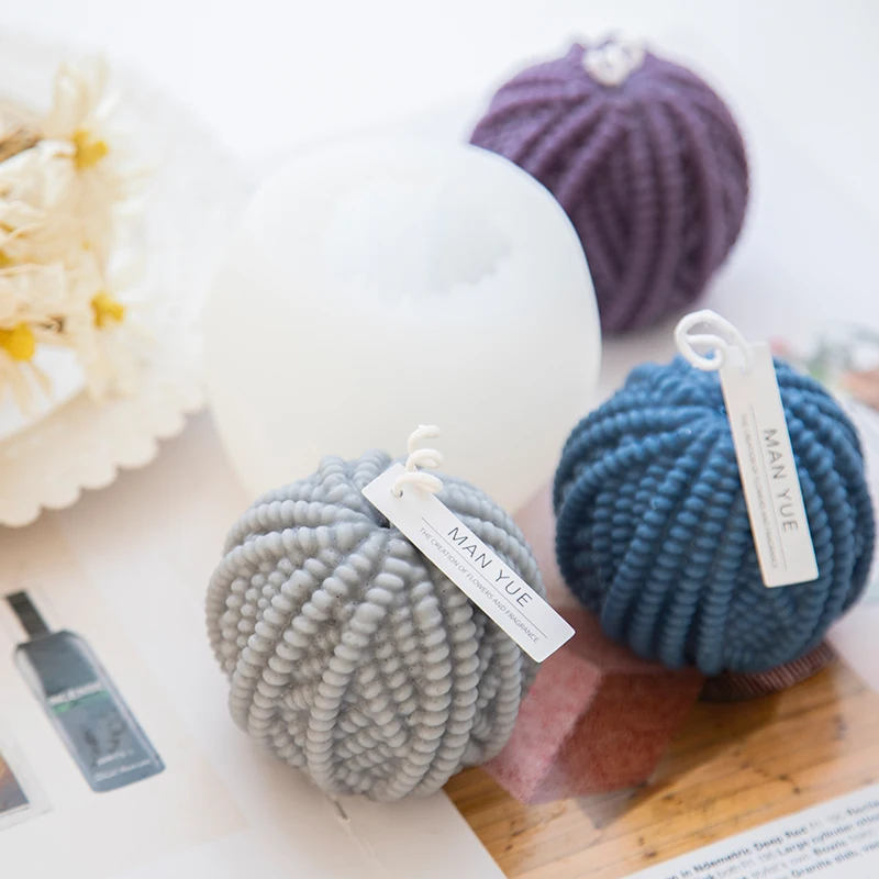 Round Creative Knitting Wool Cylinder Candle Silicone Mold Christmas Craft Mold DIY Clay Aroma Candle Gypsum Silicone