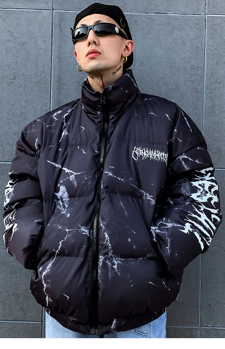 Confused Bear Print Padded Parka Jacket H4cbdc069f3ac43daa20e1ba359ad662b2