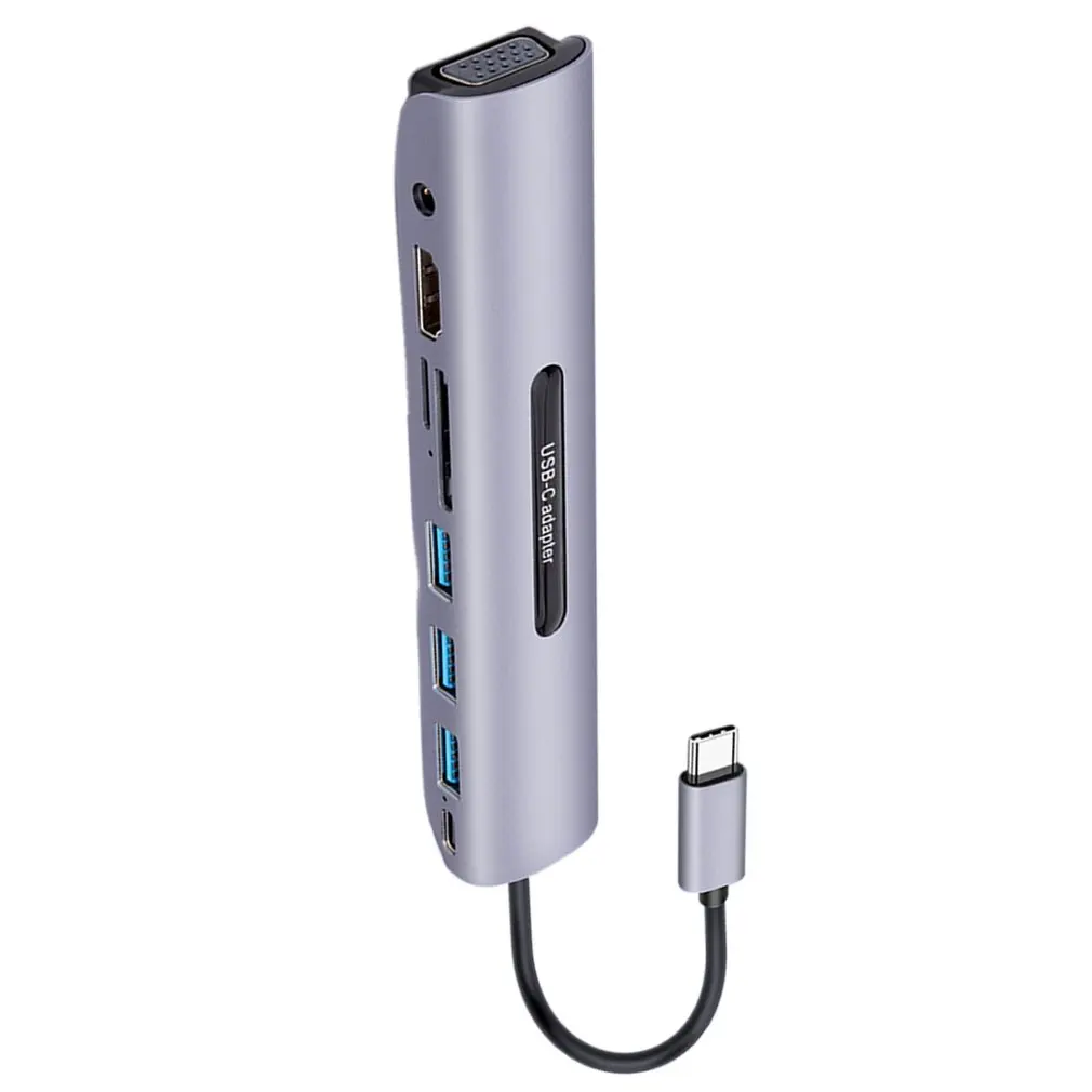 USB C док-станция thunderbolt 3 тип-c к HDMI VGA USB TF SD карта с 3,5 AUX аудио разъем HD конвертер адаптер