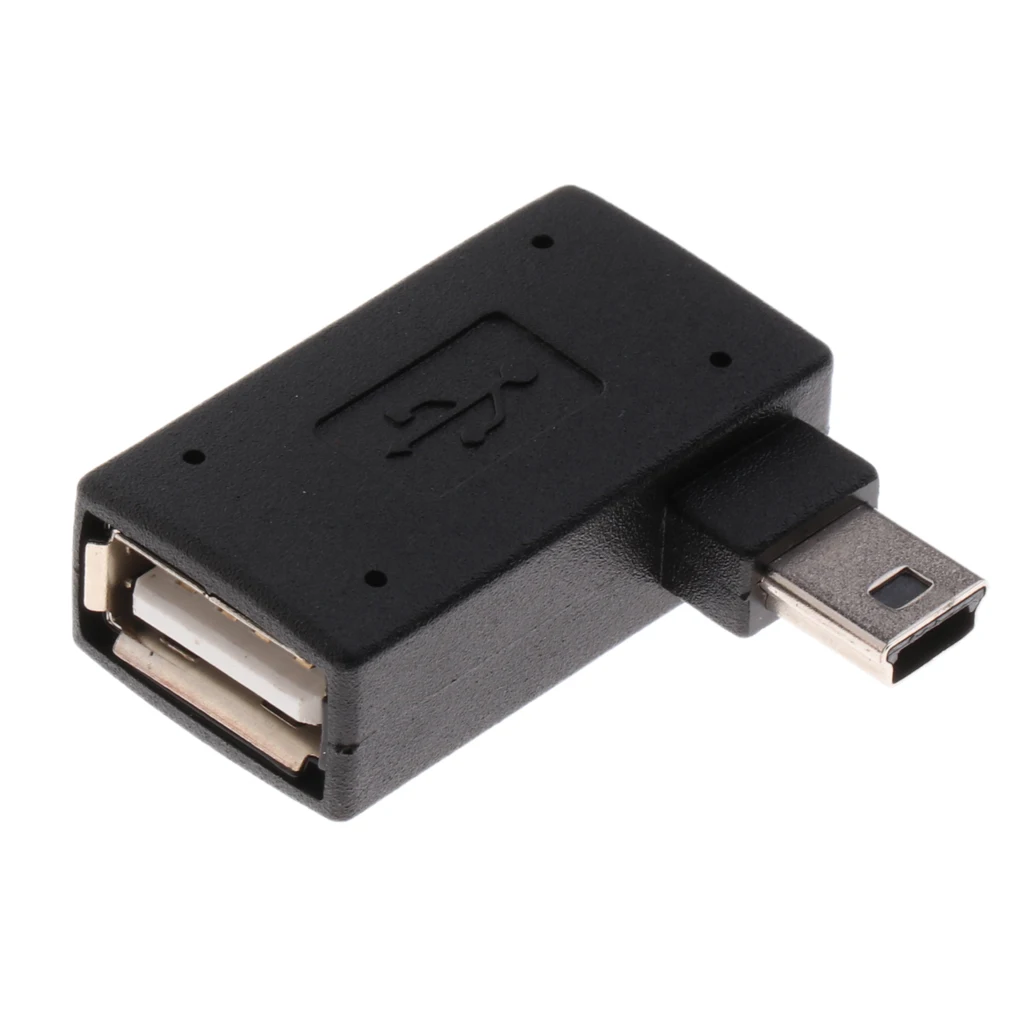 Right Angle Micro USB2.0 Male to USB Female OTG Host Adapter for CellPhone Black