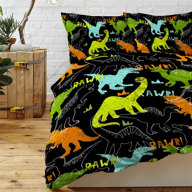 Ahsnme dinossauro dos desenhos animados jogo de cama t-rex padrão colcha  capa favorito do menino têxteis para casa multi-país tamanho para  au/eua/ue/ru - AliExpress