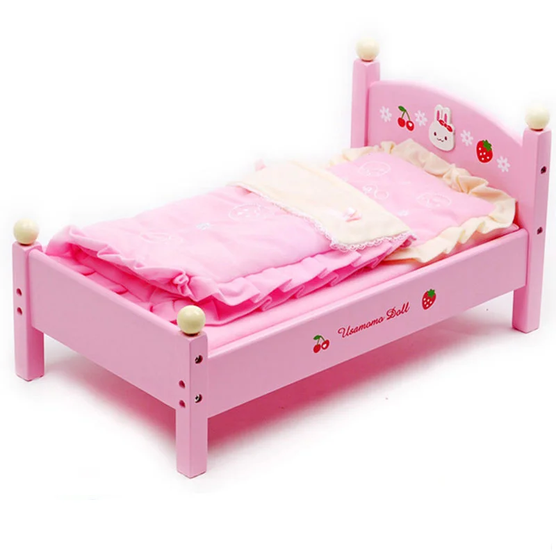  Home-crossing Baby Bed Wooden Children's Toys Girls'kindergarten Simulated Infant Props A Birthday 