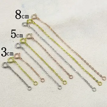 

5PCS Lots 3cm 5cm 8cm Length 925 Sterling Silver Extended Chains with Lobster Clasps for DIY Necklace Extension Chain Jewelry