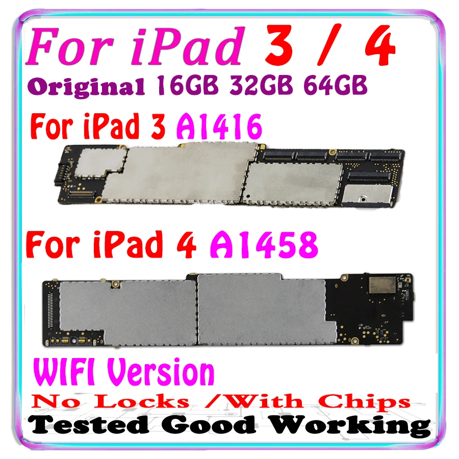 Без iCloud для iPad 3 4 A1416 A1403 A1458 16 Гб оперативной памяти 32 встроенной 64 ГБ материнская