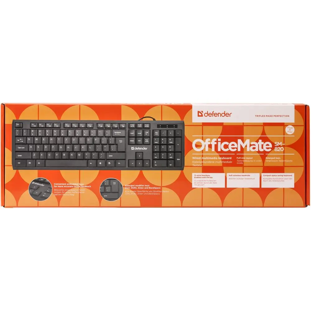 Клавиатура Defender OfficeMate SM-820 RU,черный,полноразмерная