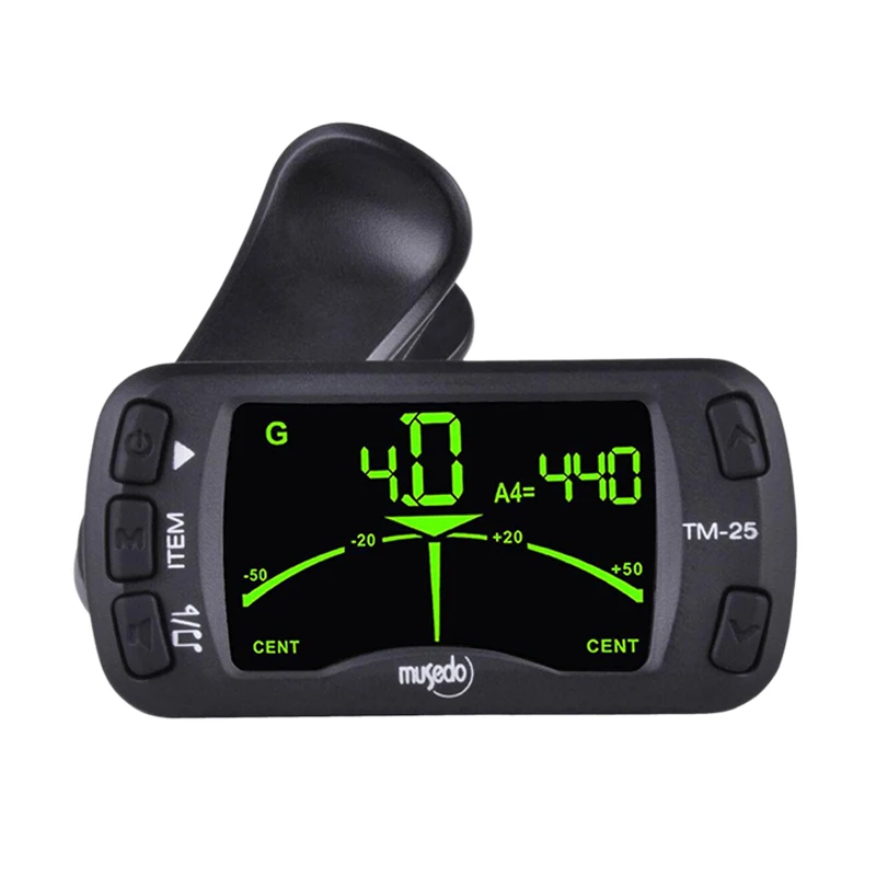 Musedo Tm-25 Tm25 Clip-On Electric Tuner& Metronome Guitar Chromatic Bass Violin Ukulele Universal Multifunction Portable