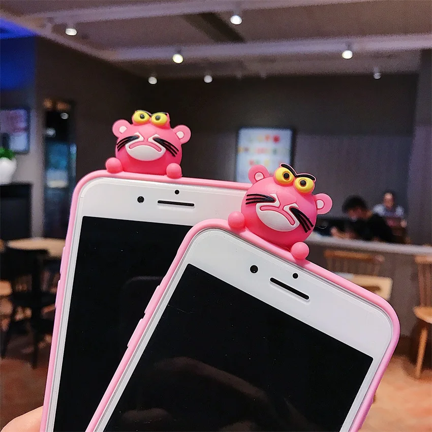 Матовый ТПУ Мультфильм Розовая пантера с Lanyards мобильный телефон чехол для Apple iphone 11 X XR XS MAX 6S 6 7 8 Plus телефон Капа