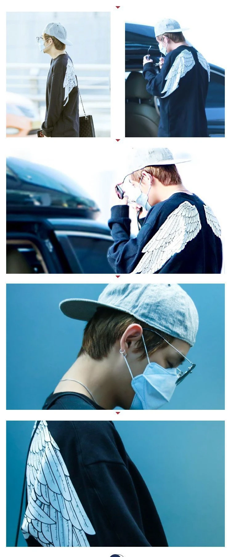 KPOP Kim Tae Hyung V белые толстовки с крыльями пуловеры для мужчин и женщин Harajuku черные топы Толстовка Корейская уличная одежда