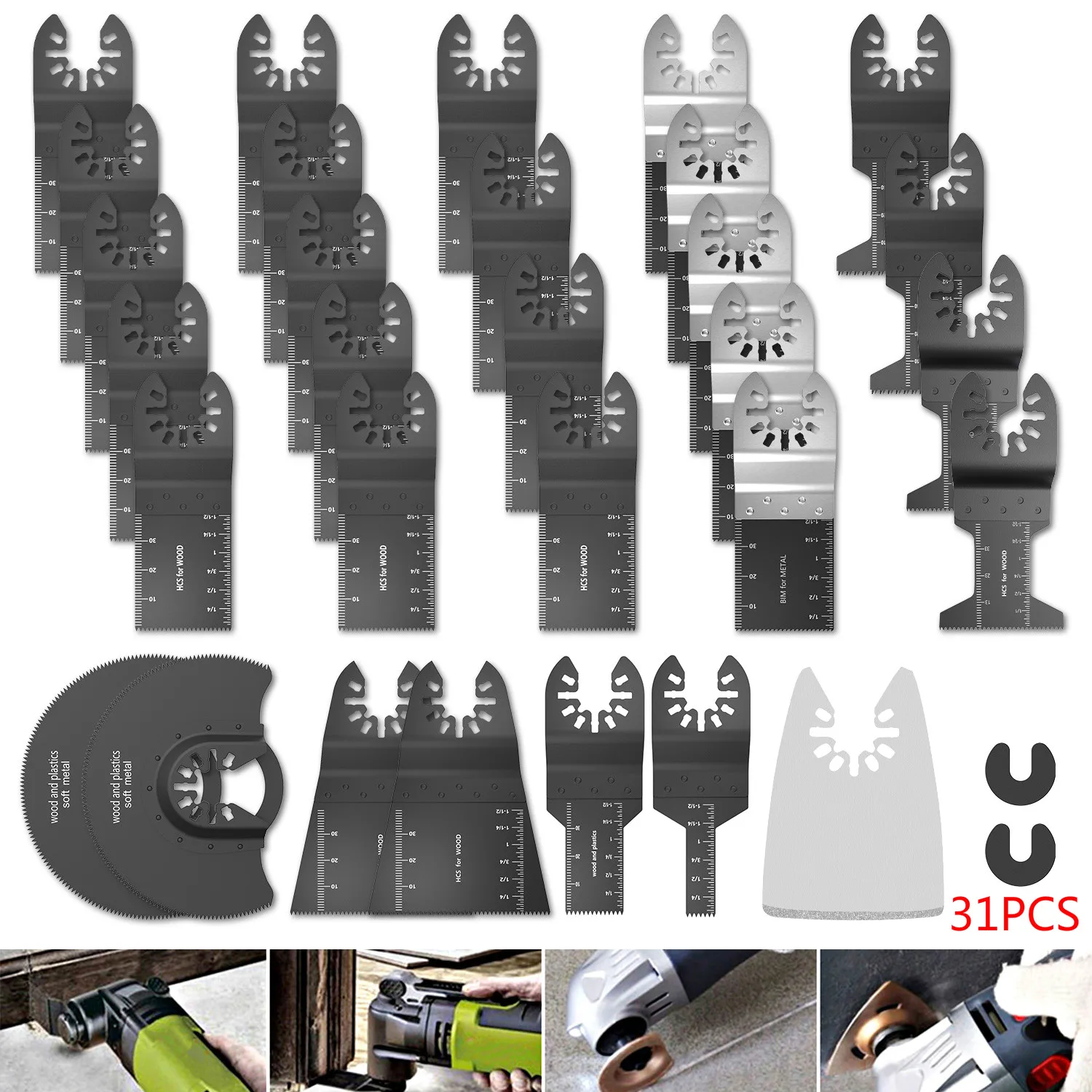 

31pcs Oscillating Tool Saw Blades Multi Purpose Saw Blades for Renovator Power Tools for Dremel Electric Tools Accessories
