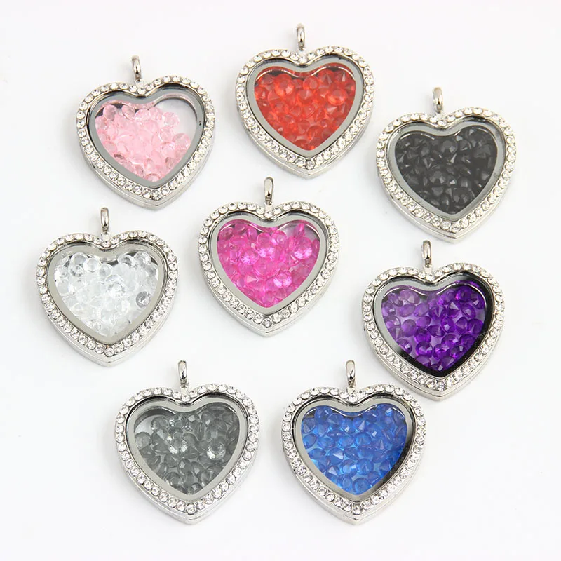 

2019 fashion new creative rhinestone heart-shaped phase box ladies necklace glass photo frame pendant necklace