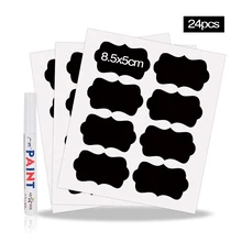 24 шт./упак. доска Стикеры s Кухня банку этикетка для варенья теги черный ремесло многоразовые доске Стикеры стены Стикеры s с жирной ручка