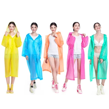 

Fashion Women men EVA Transparent Raincoat Portable Outdoor Travel Rainwear Waterproof Camping Hooded Ponchos Plastic Rain Cover
