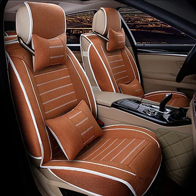 Льняные автомобильные чехлы для mitsubishi lancer 10 9 outlander xl pajero spor EX Zinger FORTIS Grandi ASX - Название цвета: orange have pillow