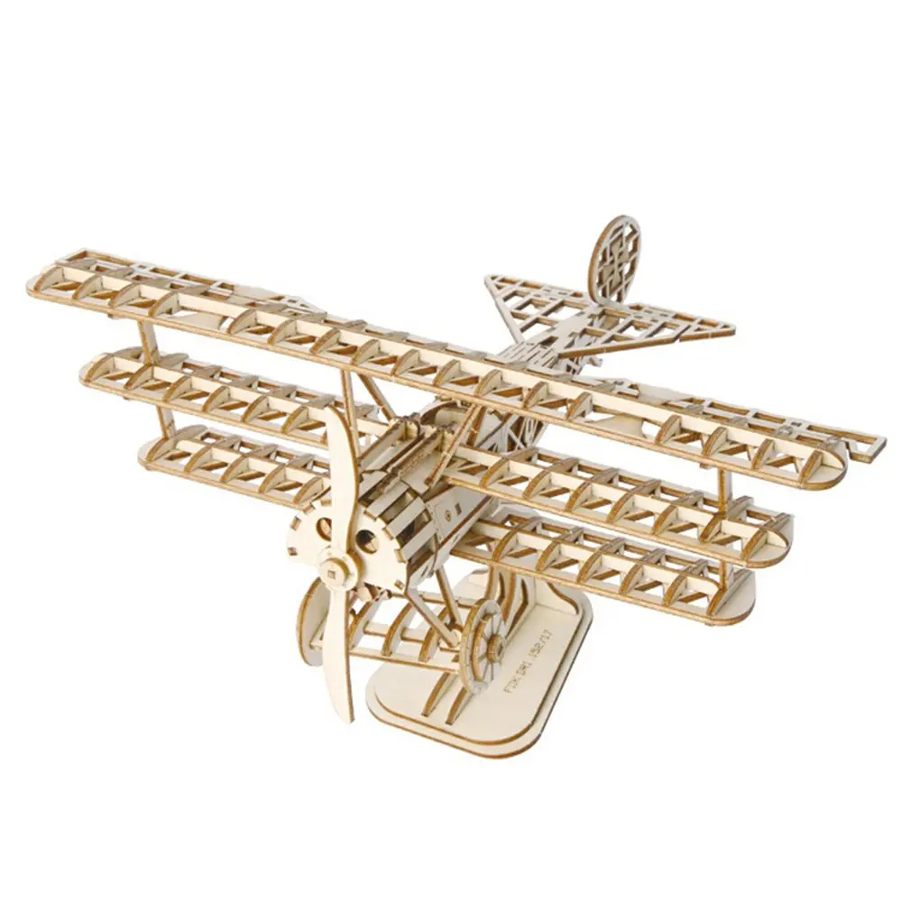 

3D Three-Dimensional Puzzle Wooden Model Manual Diy Assembled Desktop Decoration Love Air-Airplane Model