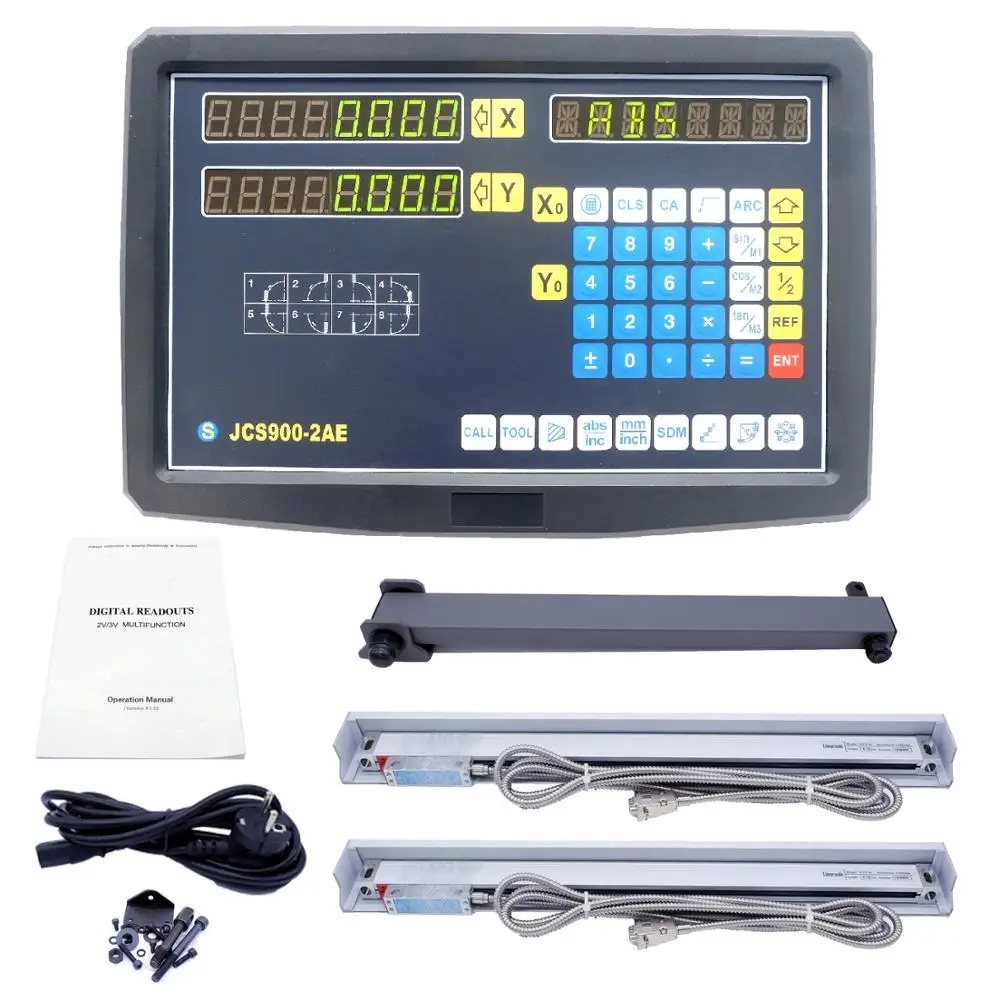 2 Axis DRO kit Digital Readout Display Linear Scale for Milling Lathe Machine 