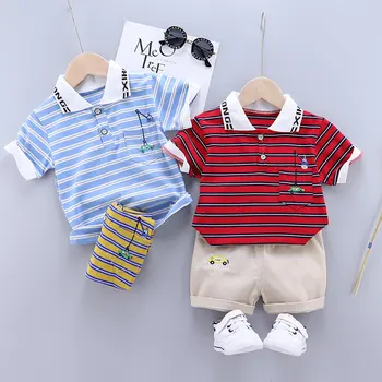

Summer Children Cotton Baby Boys Girls Clothes strips T Shirts Shorts 2Pcs/sets Infant Kids Fashion Toddler Tracksuits 0-5 years