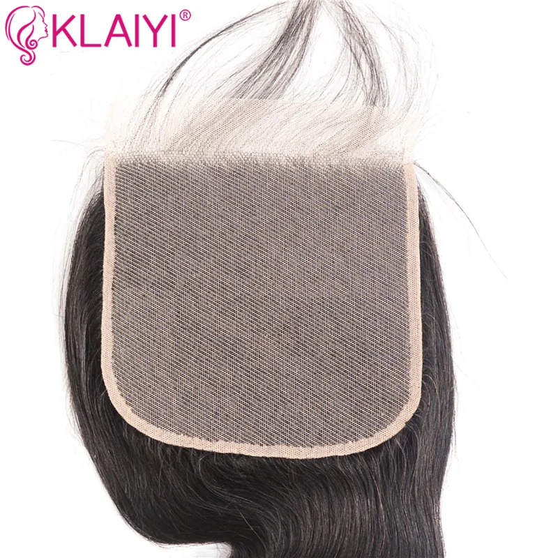 KLAIYI Brazilian 6*6 Closure Remy Hair Free Part Natural Black Color Human Hair Body Wave Lace Closure with Boby Hair