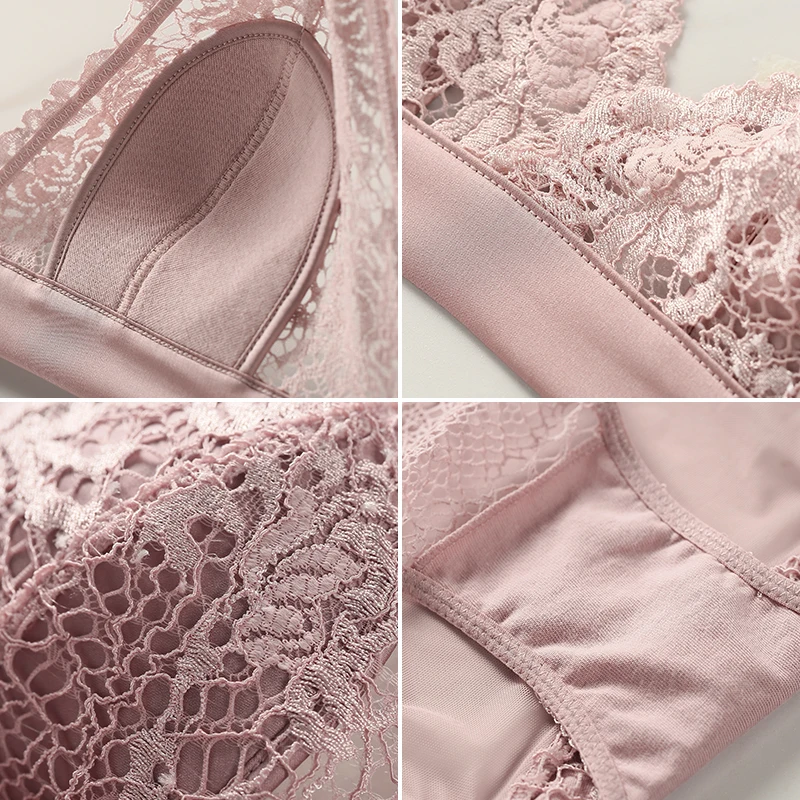 Женский кружевной бюстгальтер Бралетт LILYMODA комплект розового цвета с