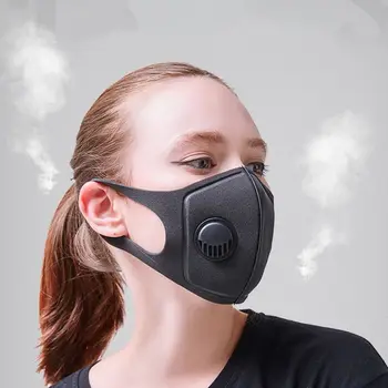 

Unisex Sponge Dustproof PM2.5 Pollution Half Face Mouth Mask With Black Breathing Valve Wide Straps Washable Reusable Respirator