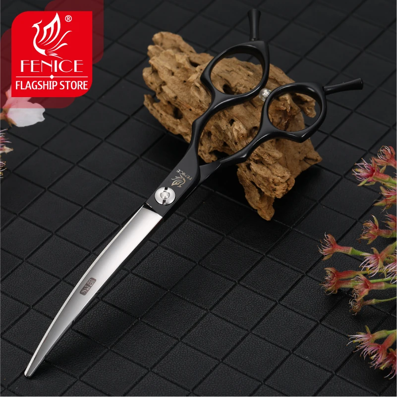 Professional symetrical handle colorful 6.5 inch pet dog curved animal grooming scissors Fenice dog grooming scissors