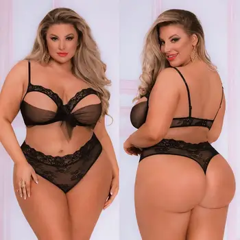 

Underwear Set Women Lingerie Sexy Bra Plus Size Hollow Bowknot Wireless Bra + Briefs Lingerie Underwear Set