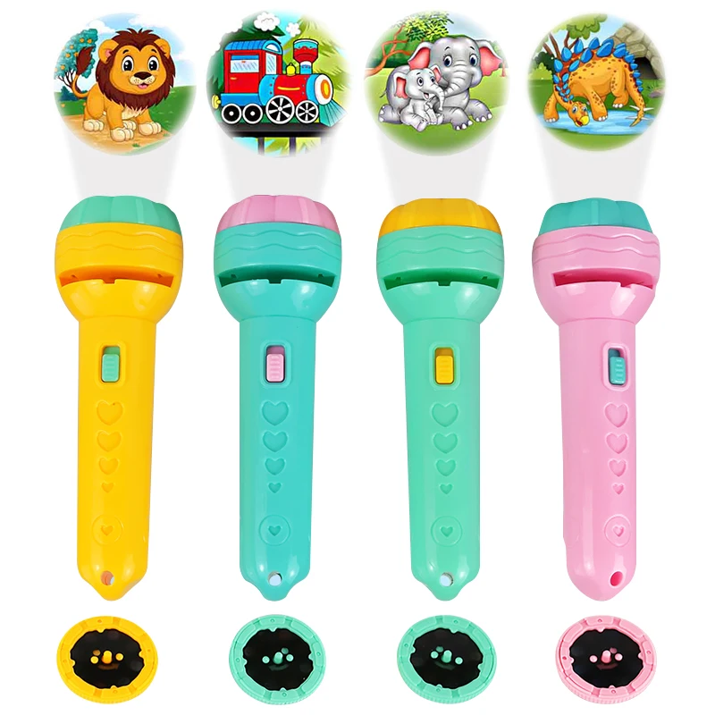Cartoon Flashlight Projector Toy For Kid Torch Lamp Baby Sleeping Story