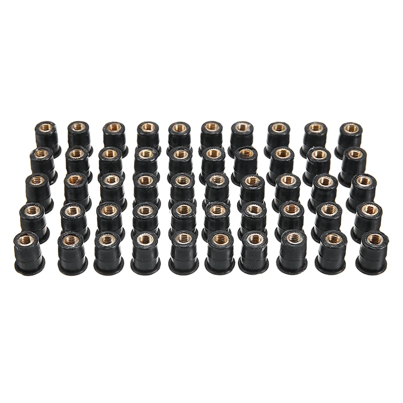 

50pcs M5 Motorcycle Scooter Windshield Vibration Damper Panel Fastening Rubber Brass Captive Brass Nut Accessories Parts
