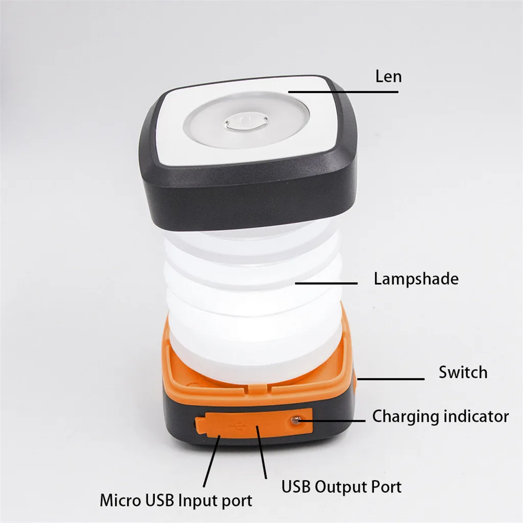 Portable Outdoor Solar Power Hanging Folding Camping Tent LED Light Lamp Lamp Rechargeable Flashlight Torch Camping Hiking 9.6