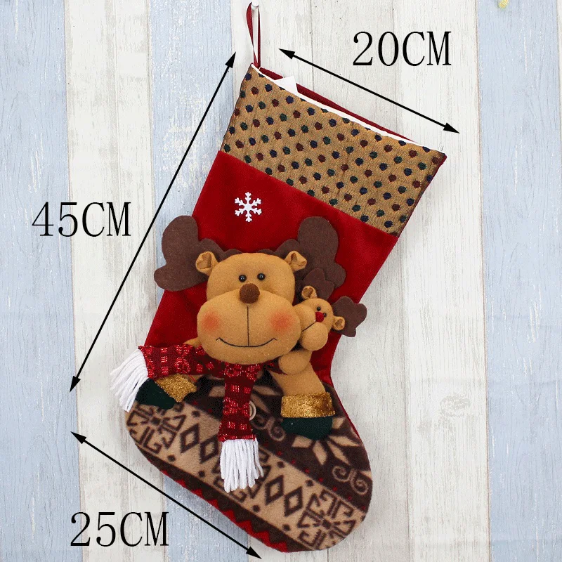 Christmas stocking flannelette Santa snowman indoor home bedside decoration gift candy bag 2020 New Year gift for children
