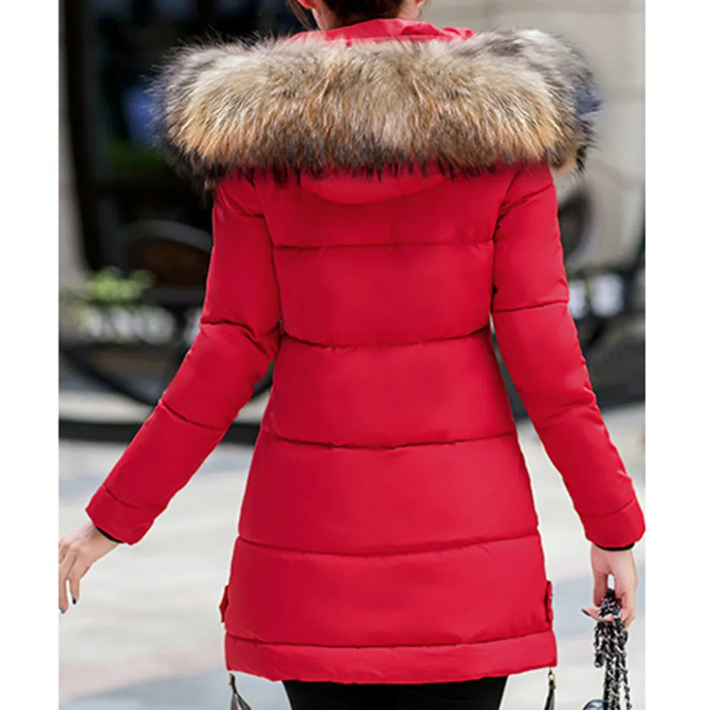 Зимняя женская куртка с большим меховым поясом и капюшоном, толстая пуховая парка, длинное пальто, женская куртка, тонкая теплая утолщенная верхняя одежда, пальто Chaqueta