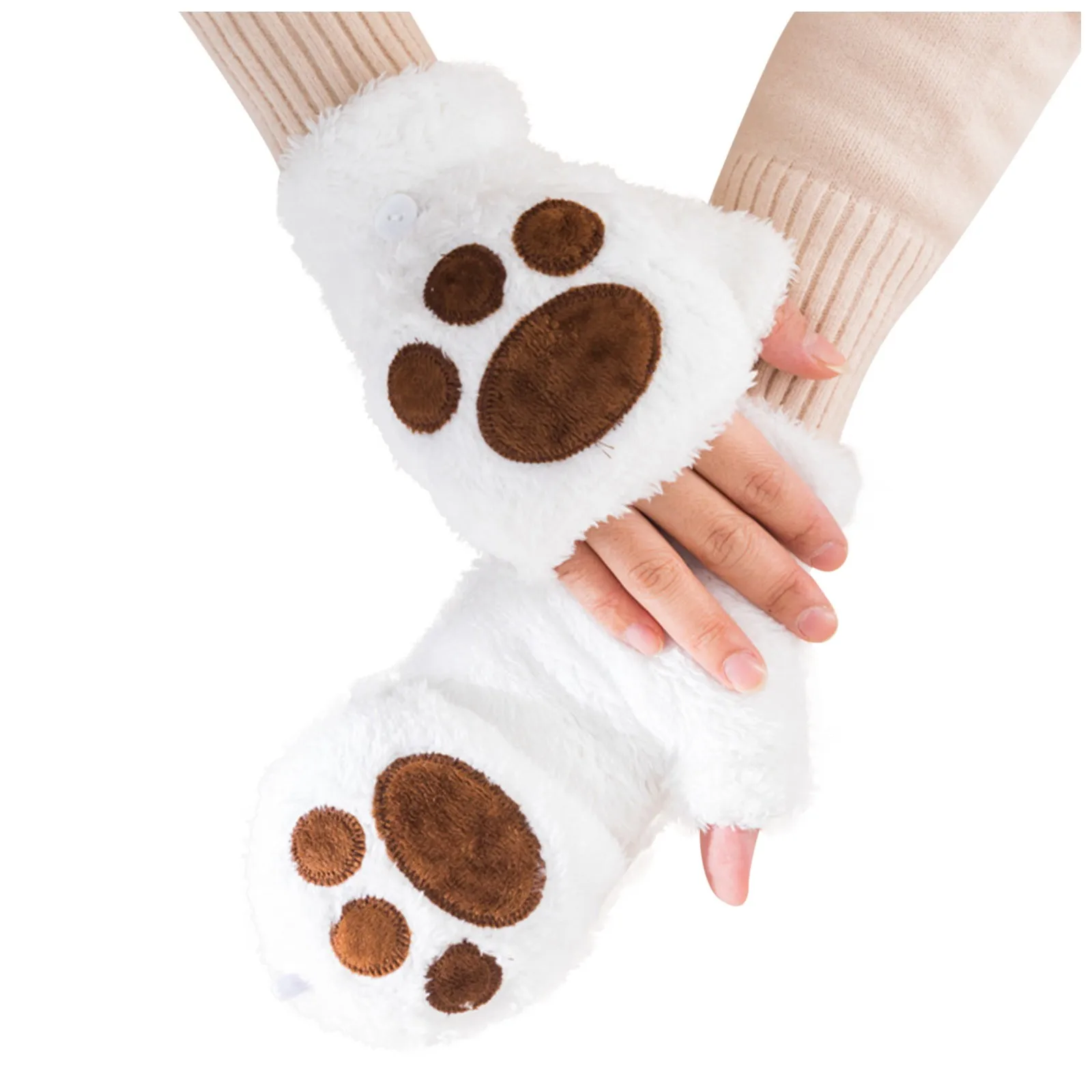 New Gloves Cat's Claw Plush Half finger Bear's Paw Fingerless Gloves