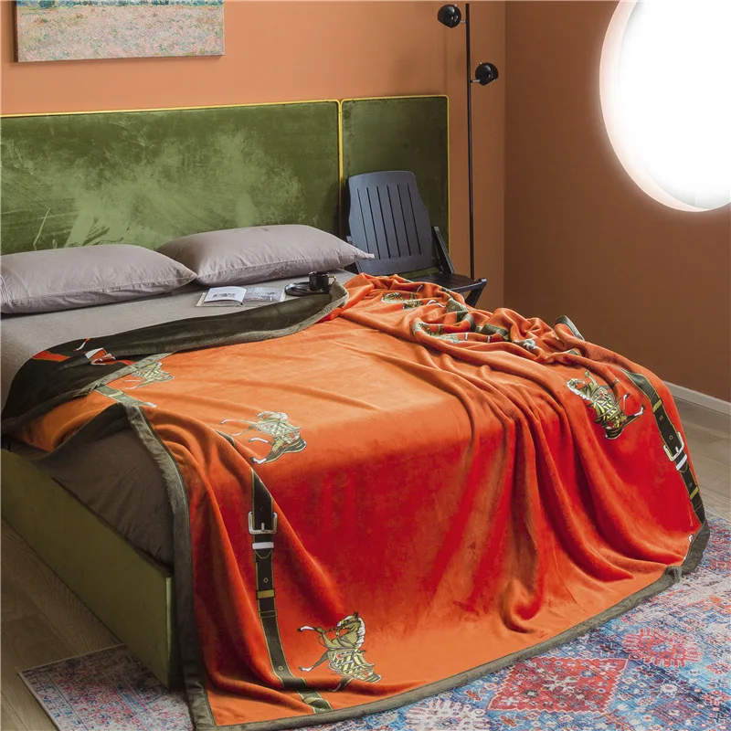 Tanio Luksusowy rzut koc dwustronny drukowany Plaid narzuta na łóżku