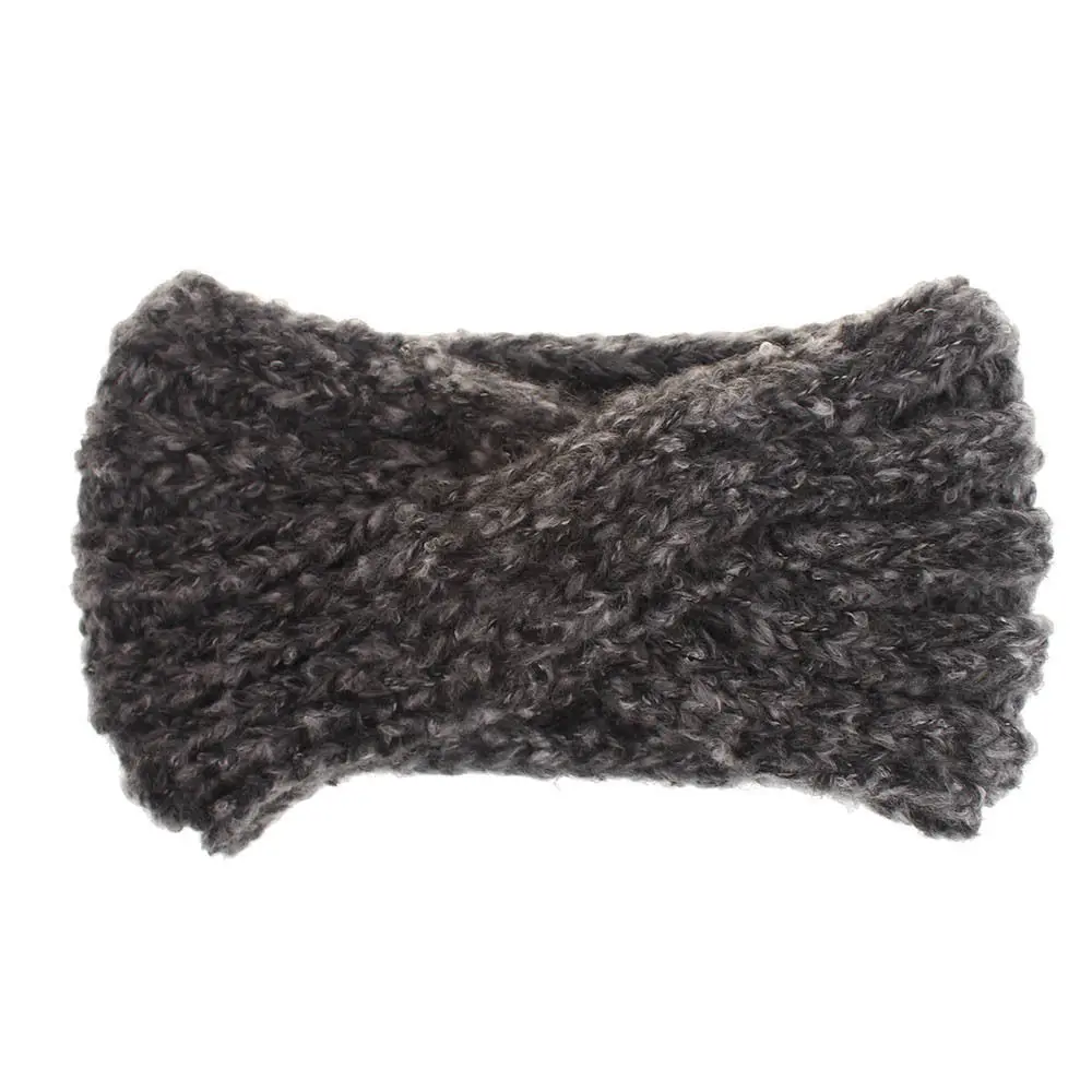 Dark grey Вязаная повязка на голову для женщин, теплые повязки на голову для девушек, широкая повязка на голову, вязаный тюрбан для девушек, зимний головной убор WH312D - Цвет: Dark grey