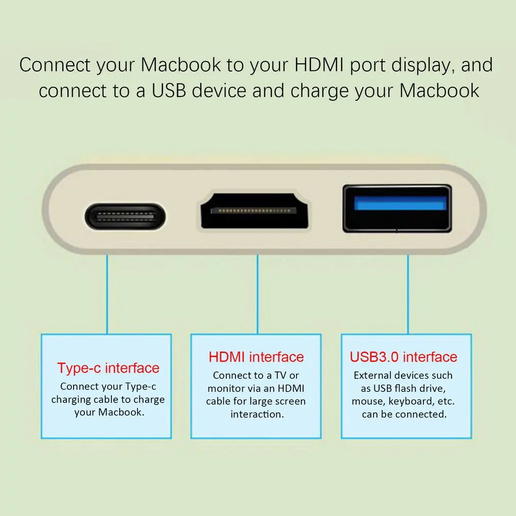 Для Apple для переключателя тип-c в Hdmi адаптер конвертер HDMI USB три-в-одном конвертер концентратор Usb 3,0 многофункциональный конвертер