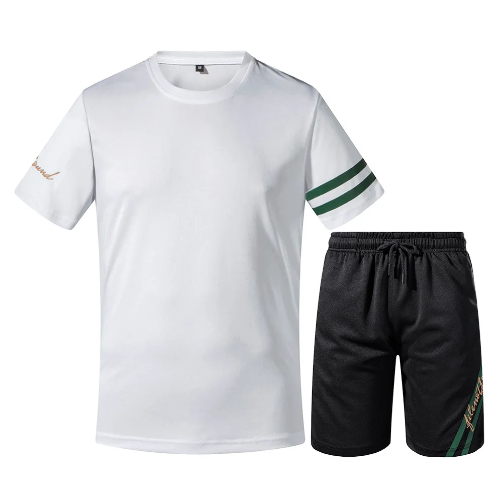 Men's Sports Suit Summer Short Sleeve T Shirt Shorts Mens 2 Piece Short Set Print Sportswear Tracksuit Men Outfits Clothing