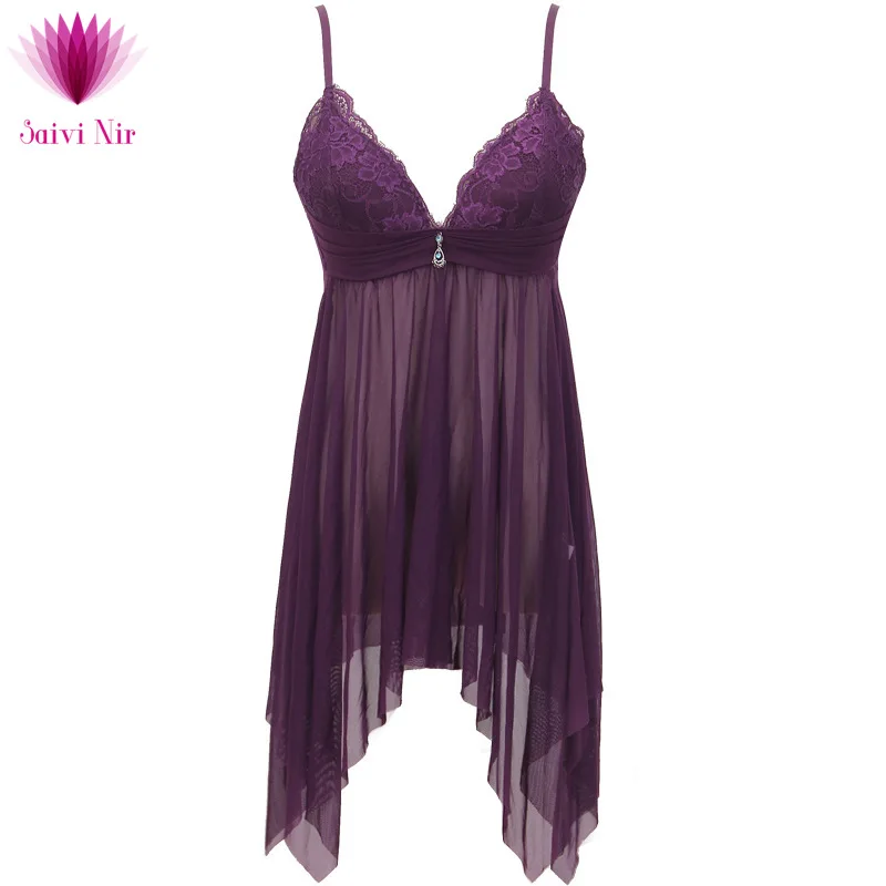 

Gathered Cup Sexy Lingerie European and American Sexy Nightwear Women's Trade Sexy Nightwear Perspective Mesh Halter Skirt