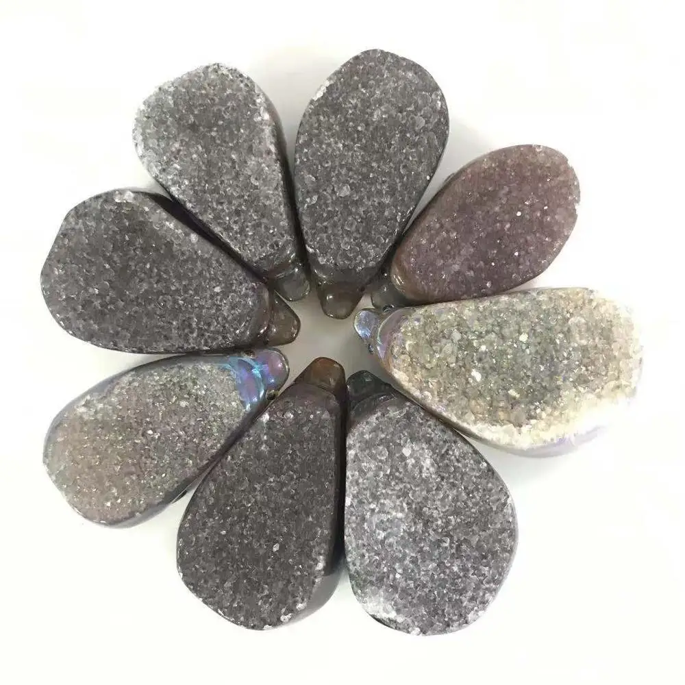 Agate Geode Натуральный агат Geode Ежик Drusy Druse фигурка животного Кристалл кварц драгоценный камень ручной резное Исцеление Камень домашний Декор подарок - Цвет: Agate Geode