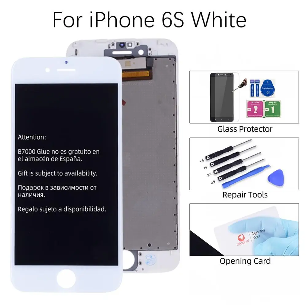 For iPhone 6S White Grade AAA OEM Дисплей для iPhone 6 6S 5S 7 6 Plus в сборе с тачскрином на рамке черный белый - Цвет: For iPhone 6S White
