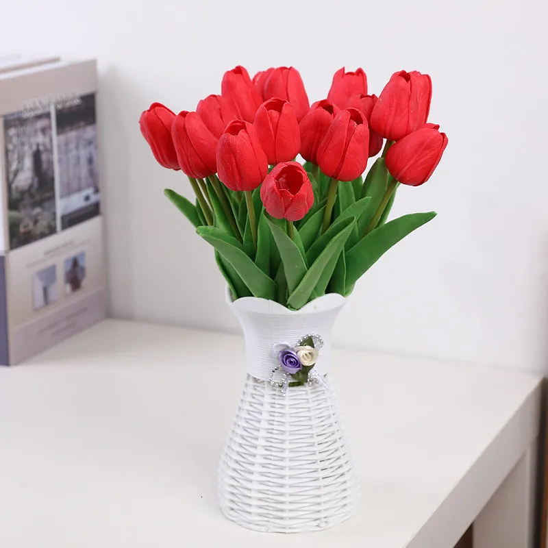 ПУ шт 1 тюльпан цветок Настоящее прикосновение тюльпаны цветок искусственный букет поддельные цветы для свадебного букета Свадебные украшения дома - Цвет: 3