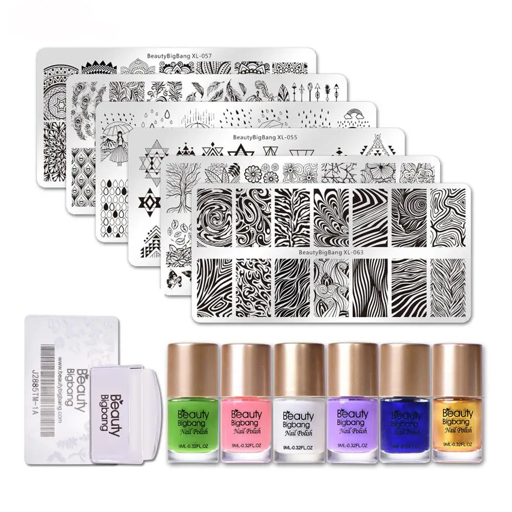 Kaufen BeautyBigBang 14 teile satz Nagel kunst, Vorlage Kit Wasser Marmor Nagel Stamper Mit Klar Gelee Stempel Polituren Set
