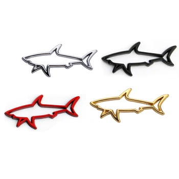 

3 Colors High Quality Metal Hollow Shark Badge Logo Glue Sticker Car Styling Side Door Window Trunk Universal Accessories