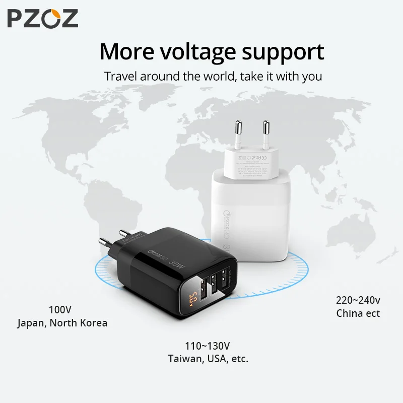 Pzoz-cargador Usb Tipo C De 30w, Carga Rápida Qc 3,0 Pd 20w