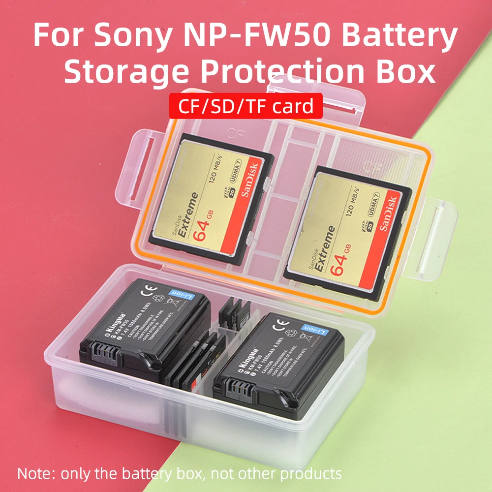 KingMa NP-FW50 Plastic Battery Case Holder Storage Box For Sony DSC-RX10M2 A5100 A6000 A6100 A6300 |