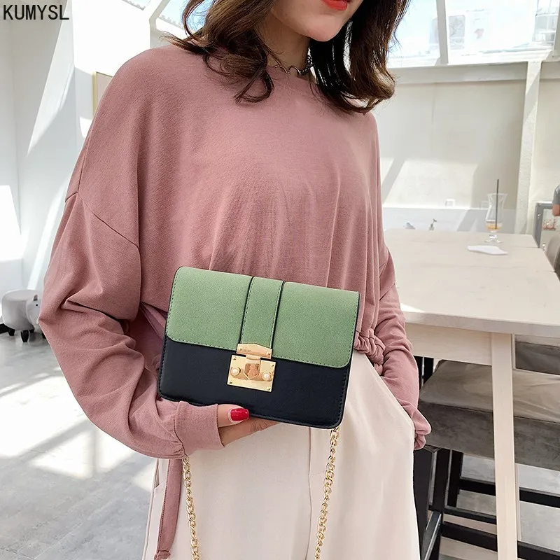 

Kmuysl Chain PU Leather Crossbody Bags For Women 2019 Small Shoulder Messenger Bag Special Lock Design Female Travel Handbags