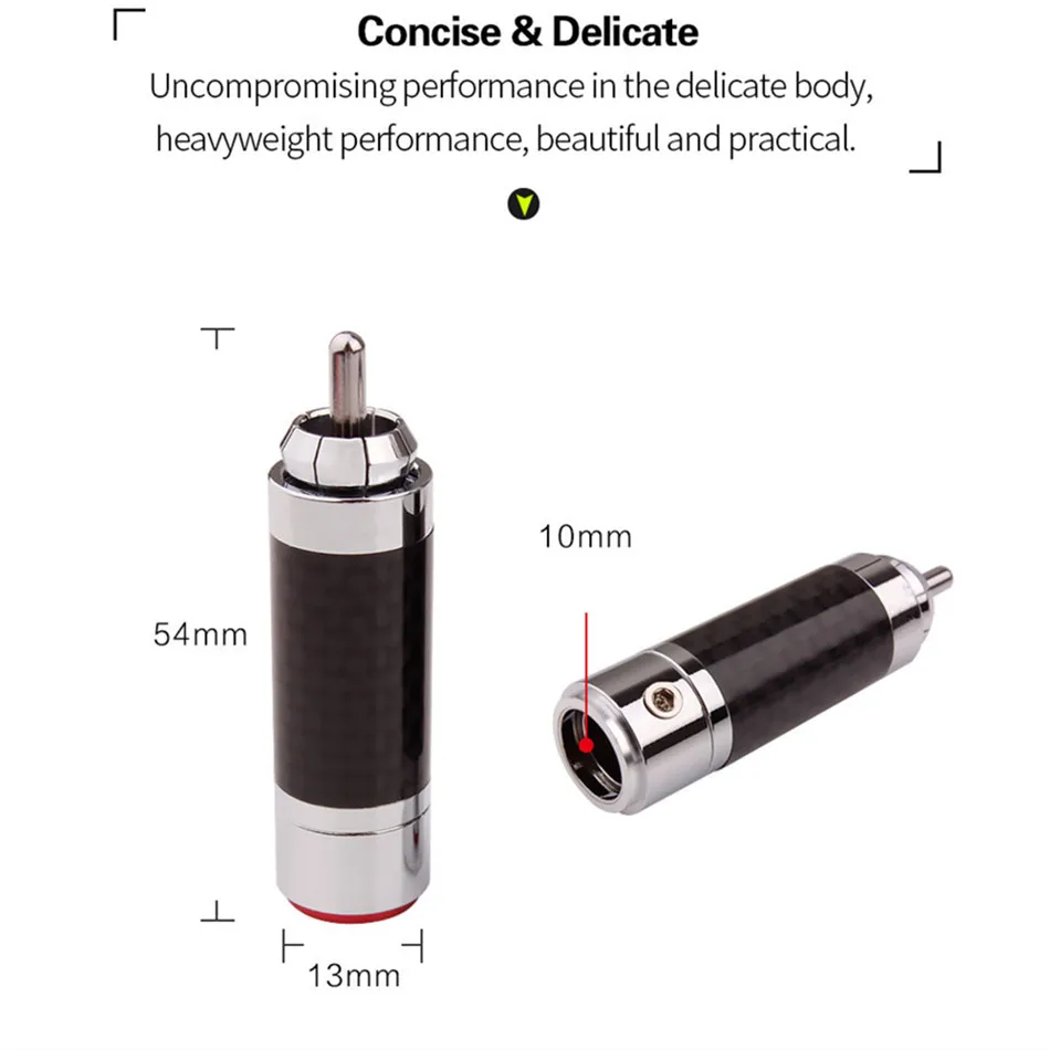DIY RCA штекер HiFi динамик Jack углеродное волокно чистая медь родиевое покрытие RCA разъем для HiFi аудио усилитель красный серебристый